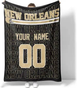 ANTKING New Orleans Throw Blanket for Men Women Boy Custom Name and Number Gifts