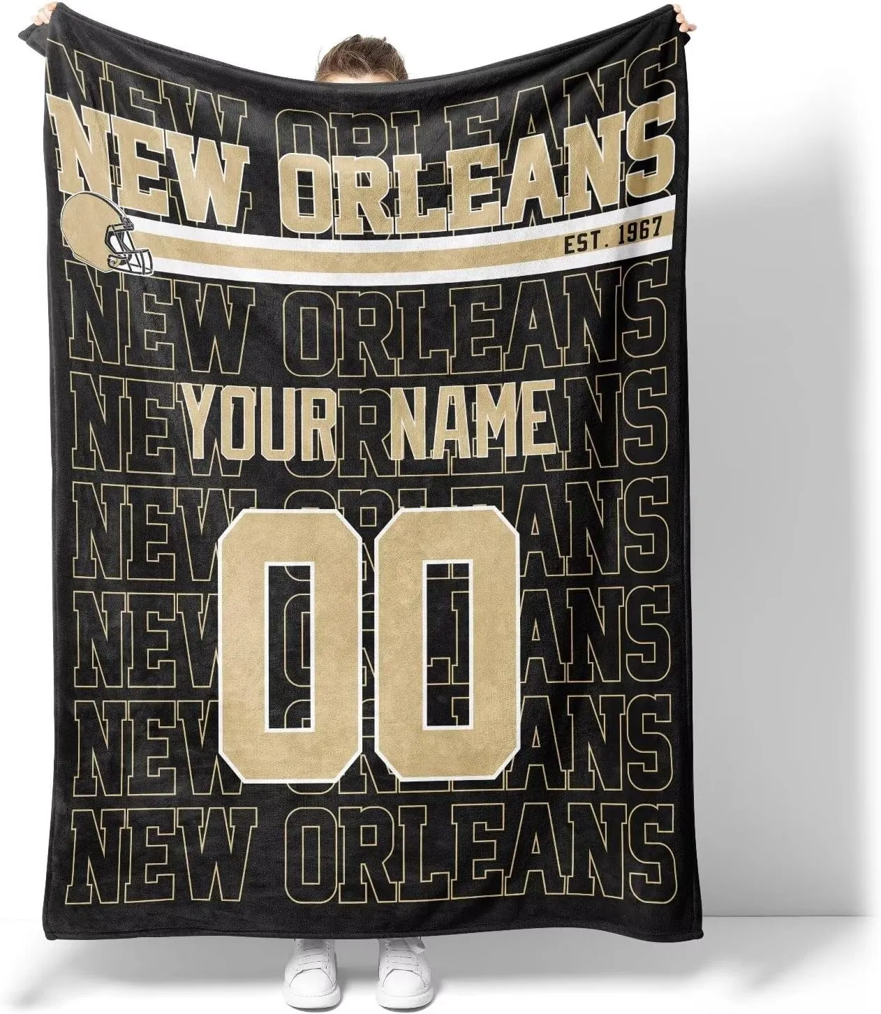ANTKING New Orleans Throw Blanket for Men Women Boy Custom Name and Number Gifts