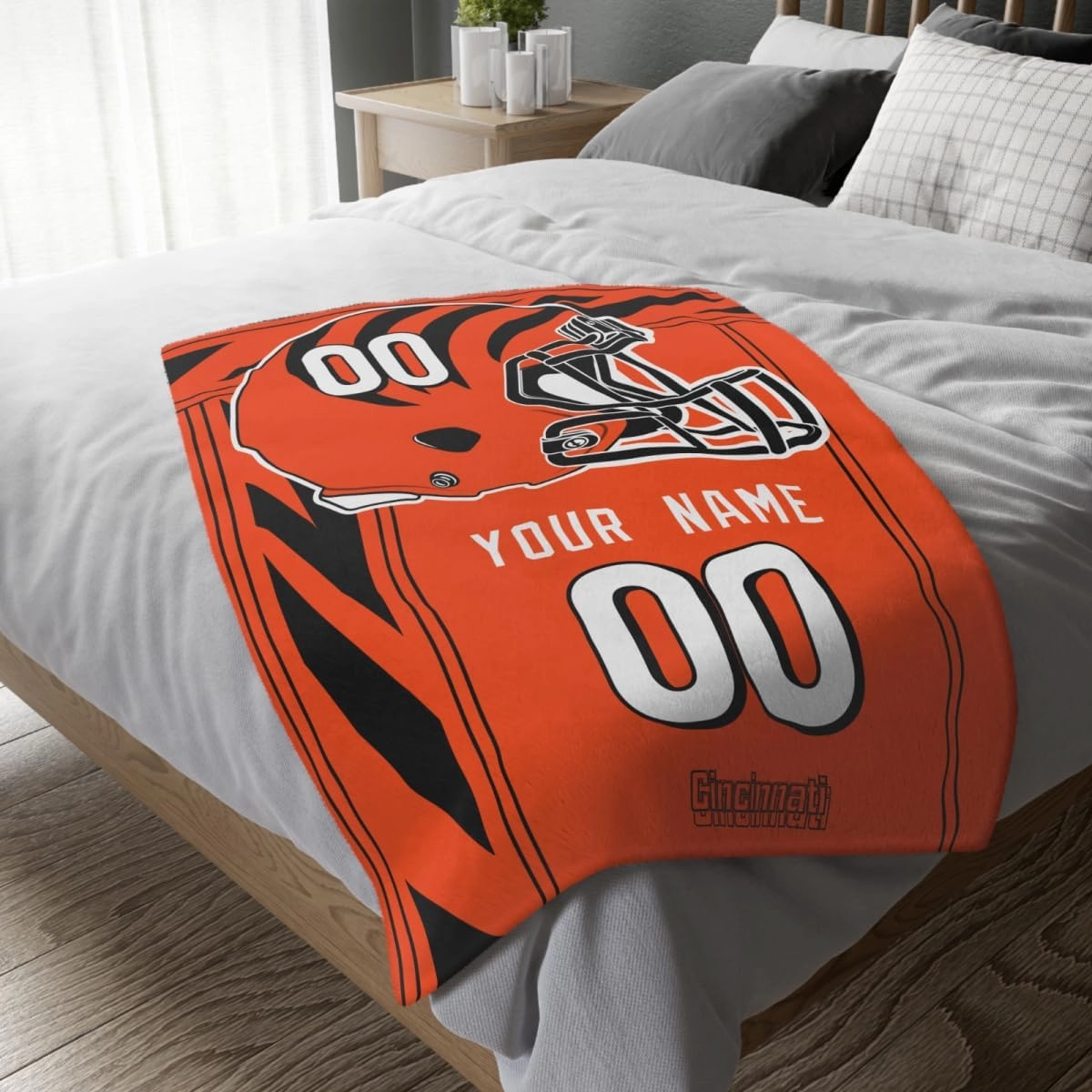 ANTKING Cincinnati Blanket Gifts for Men Women Boy Throw Blanket Custom Name and Number