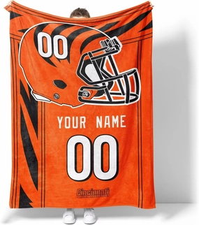 ANTKING Cincinnati Blanket Gifts for Men Women Boy Throw Blanket Custom Name and Number