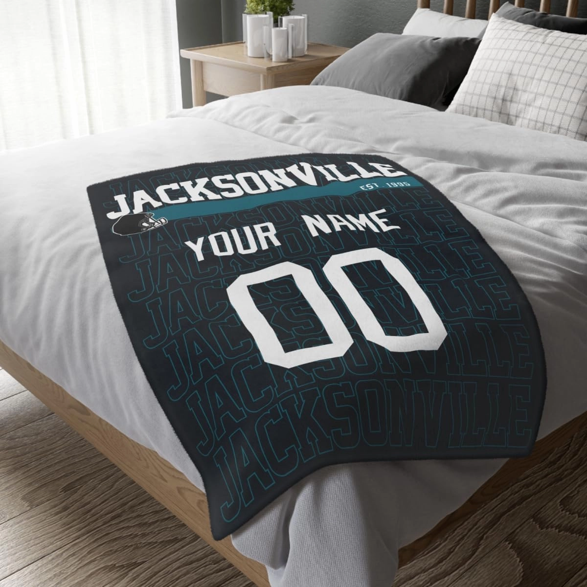 ANTKING Jacksonville Throw Blanket for Men Women Boy Custom Name and Number Gifts