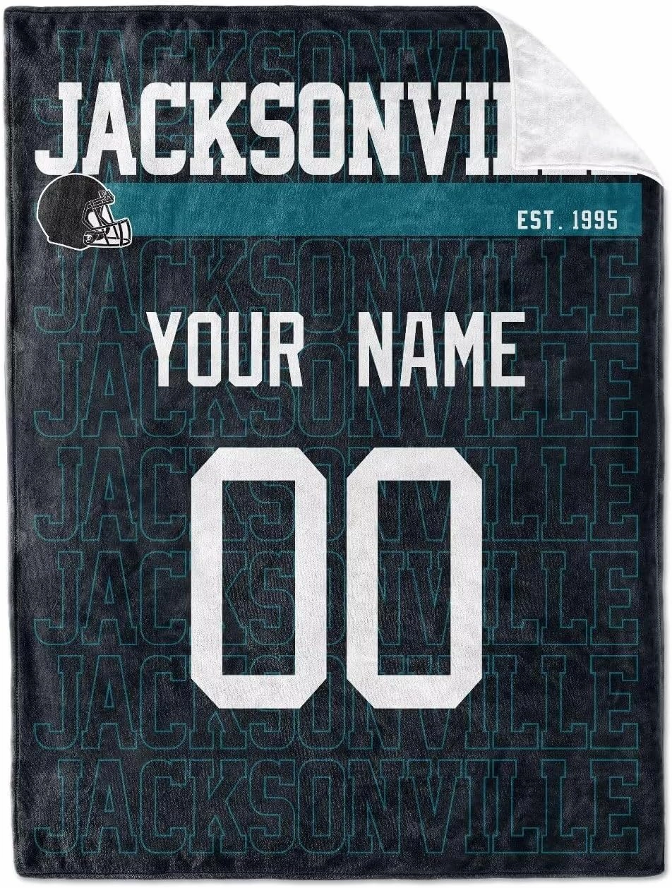 ANTKING Jacksonville Throw Blanket for Men Women Boy Custom Name and Number Gifts