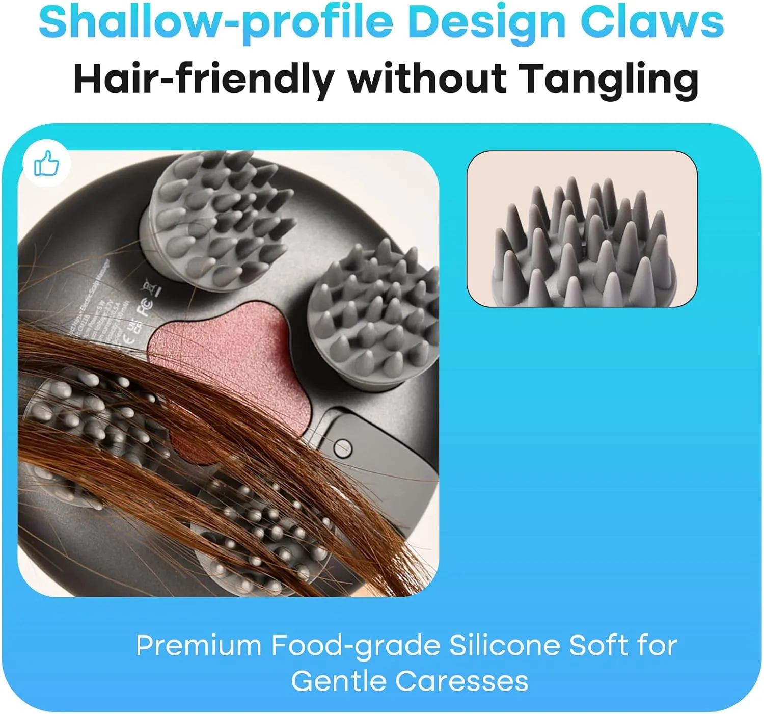 arboleaf Scalp Massager Rechargeable Head Massager Scalp Stress Relax, Waterproof Handheld Hair Scratcher with 8 Removable Massage Claws, Gift for Dad Mom