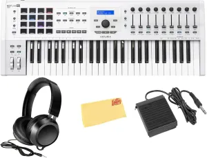 Arturia KeyLab 49 MkII MIDI Keyboard Controller - White Bundle with Headphones, Sustain Pedal, and Austin Bazaar Polishing Cloth