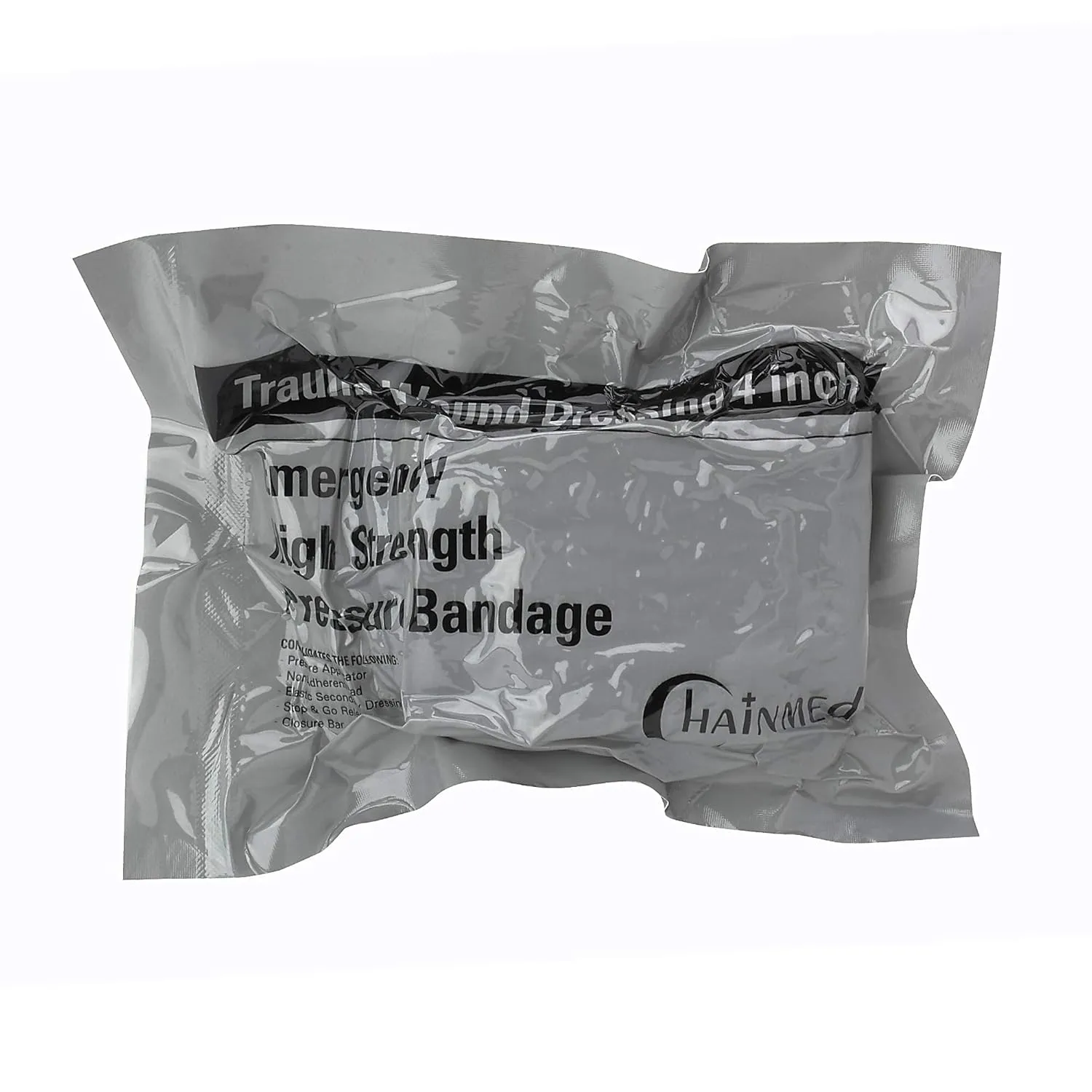 ASA TECHMED 5 Pack Emergency Trauma 4" Israeli Style Bandage, Combat Military Style Battle Wound Dressing First Aid IFAK