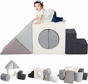 Asweets Baby Foam Climbing Blocks for Toddlers 1-3 Soft Play Set Indoor Climbing Toys Perfect Climbing Mats for Kids Multipurpose 6 PCS Foam Climber
