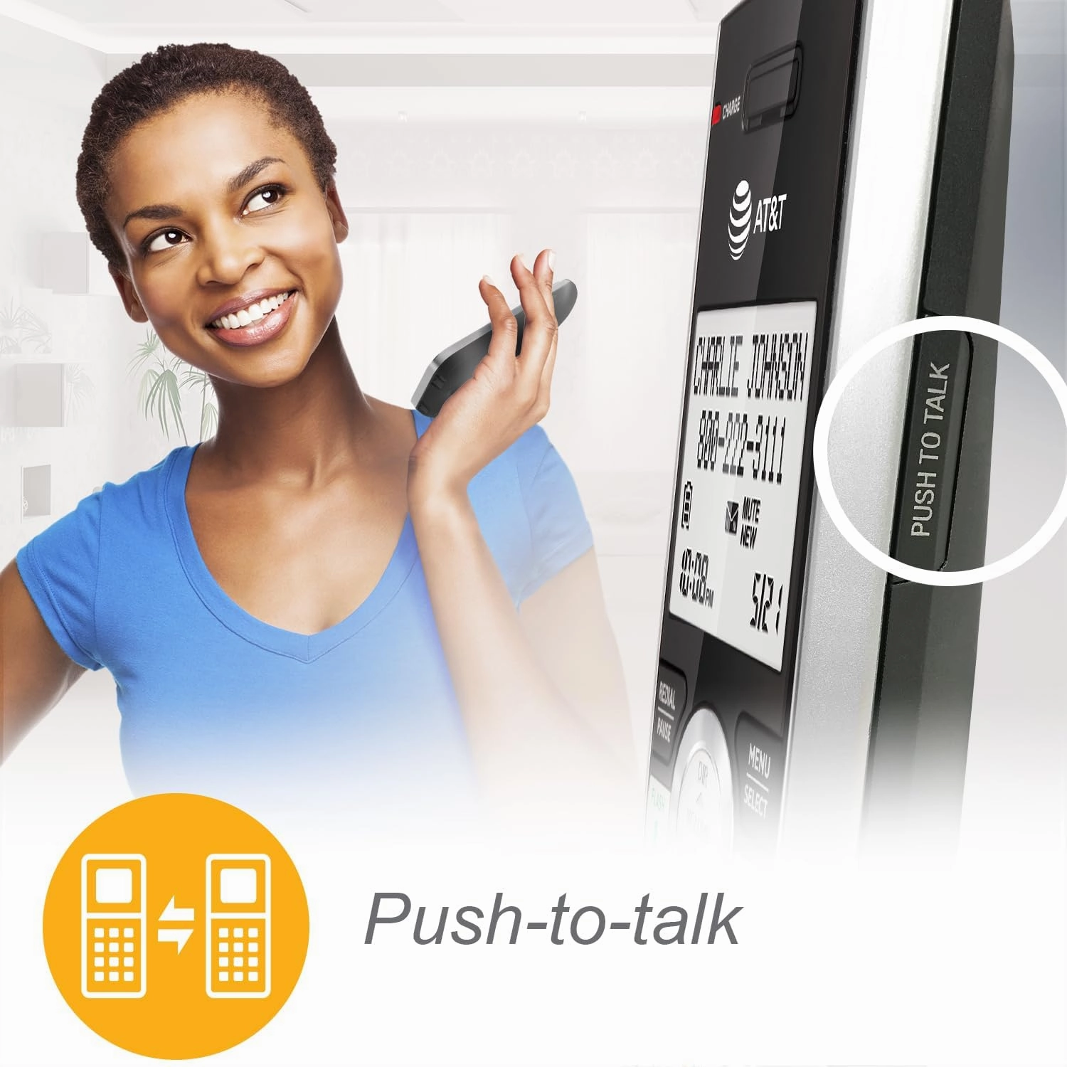 AT&T CL84307 Dect 6.0 Expandable Corded/Cordless Phone with Smart Call Blocker, Silver/Black with 3 Handsets