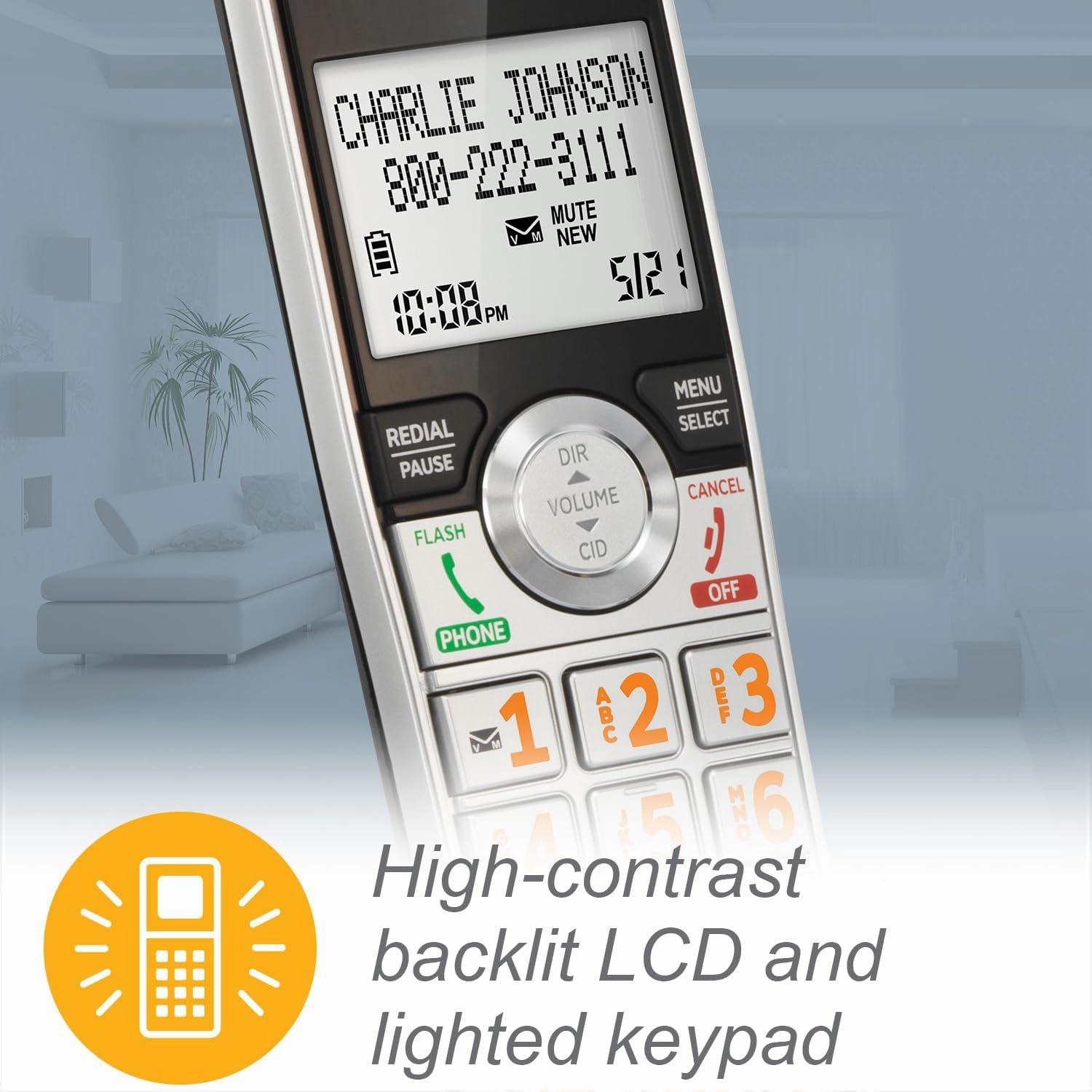 AT&T CL84307 Dect 6.0 Expandable Corded/Cordless Phone with Smart Call Blocker, Silver/Black with 3 Handsets