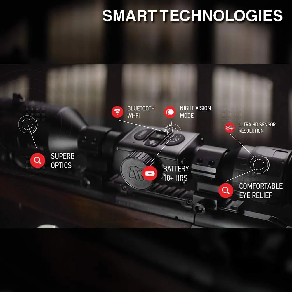 ATN X-Sight 4K Pro Smart Day/Night Hunting Scope w/Ballistics Calc, 3864x2218 Resolution, Video Record, Wi-Fi, 18hrs  Battery