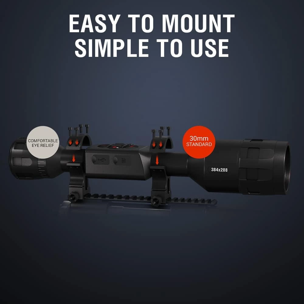 ATN Thor 4 Smart HD Thermal Hunting Scope w/New gen Sensor, Built-in Ballistics Calc, Video Record, Wi-Fi, 18hrs  Battery