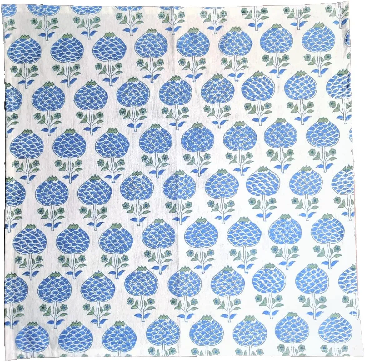 ATOSII Roma Blue 100% Cotton Fall Cloth Designer Dinner Napkins, Handblock Print, Washable Durable Linen for Everyday Use Wedding Parties Outdoors Christmas Thanksgiving I 20 X 20 Inches I Set of 4