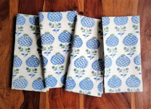 ATOSII Roma Blue 100% Cotton Fall Cloth Designer Dinner Napkins, Handblock Print, Washable Durable Linen for Everyday Use Wedding Parties Outdoors Christmas Thanksgiving I 20 X 20 Inches I Set of 4
