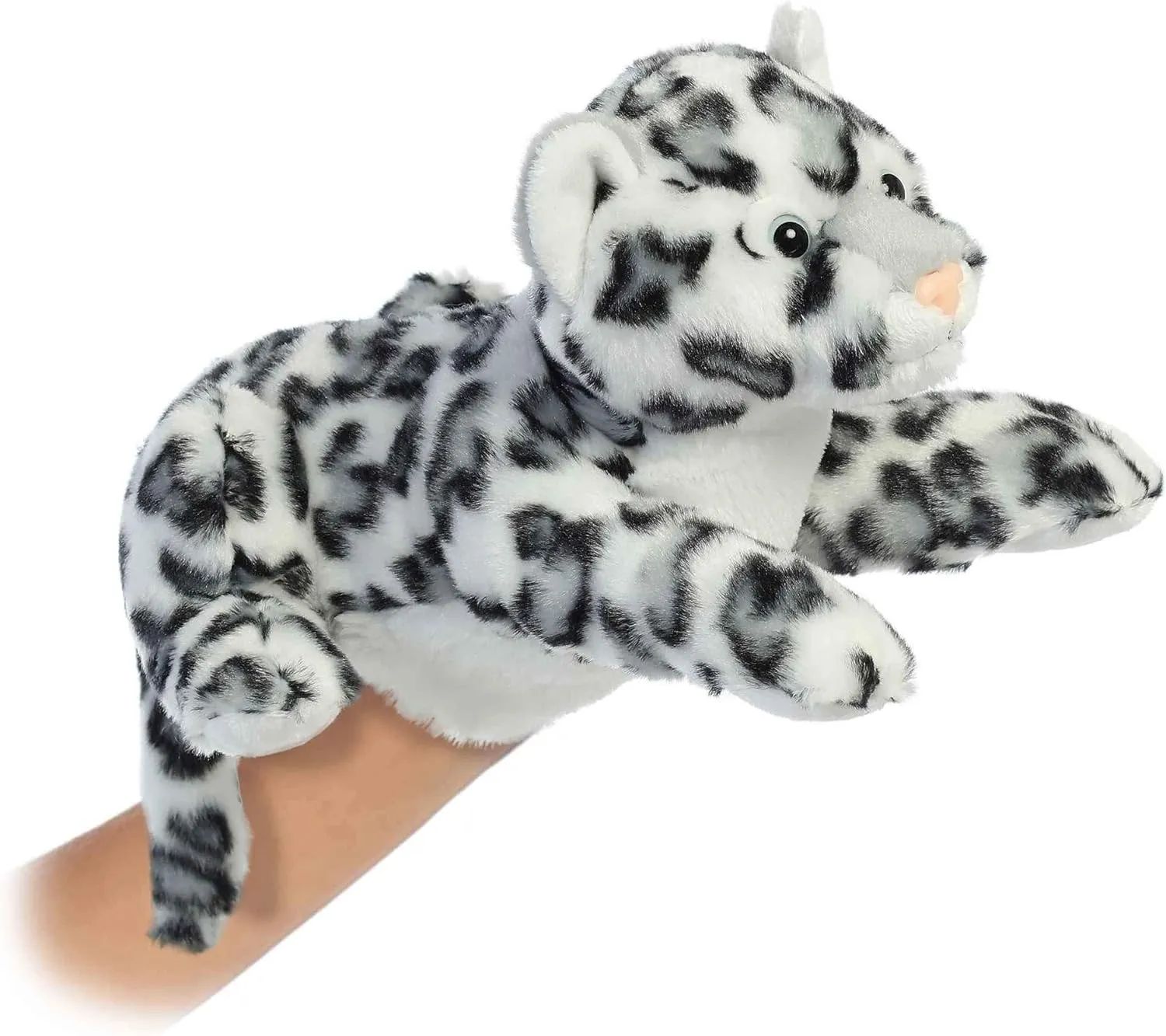 Aurora® Interactive Hand Puppet Snow Leopard Stuffed Animal - Storytelling Adventures - Playful Learning - White 12 Inches