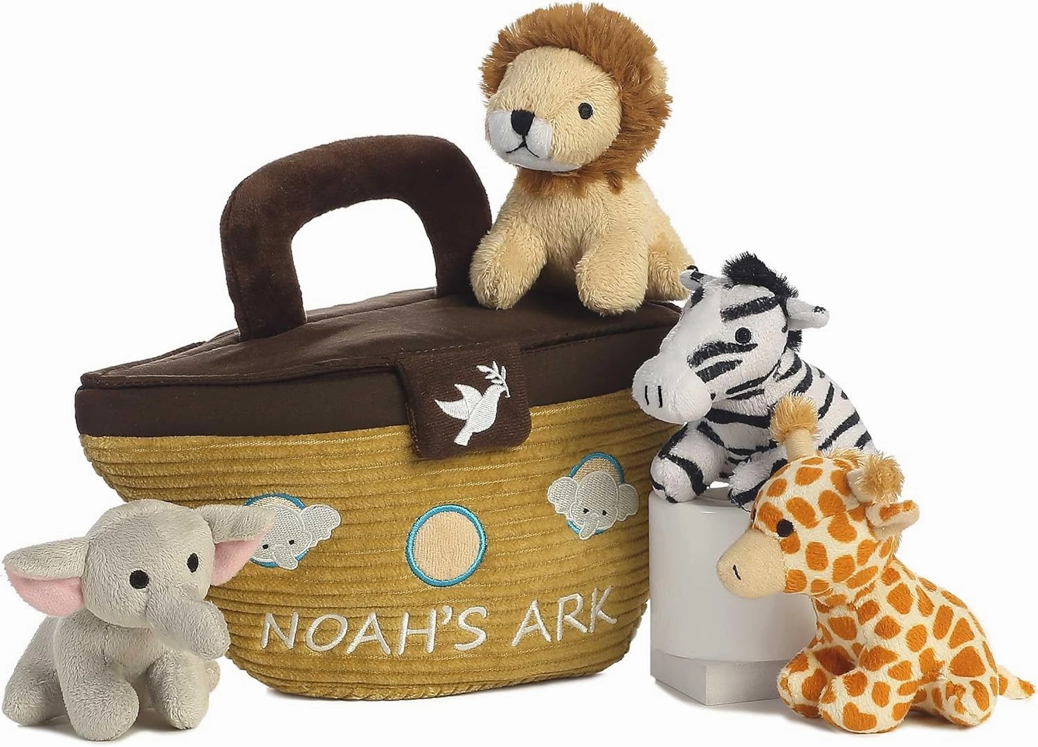 Aurora® Engaging Baby Talk™ Noah's Ark Baby Stuffed Animal - Sensory Delight - Interactive Learning - Multicolor 8 Inches