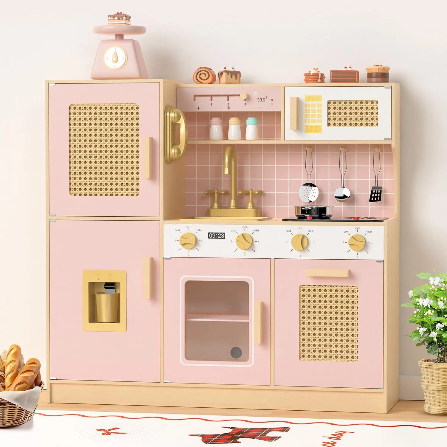 Babytronic Play Kitchen Wooden Toy Kids Kitchen Playset (Pink)
