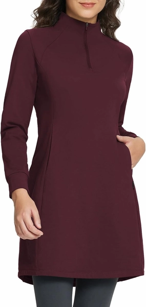 baleaf Women's Fleece Lined Dress Sweatshirt Dress Water Resistant Warm Quarter Zip Cover Up Winter Outdoor with Pocket