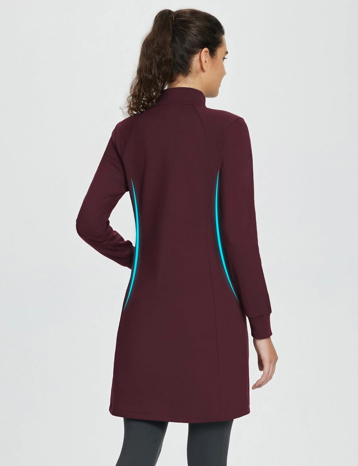 baleaf Women's Fleece Lined Dress Sweatshirt Dress Water Resistant Warm Quarter Zip Cover Up Winter Outdoor with Pocket