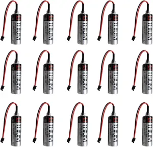 BALOLO (15-Pack) ER17500V/3.6V 2700 mAh PLC Battery with Balck Plug for Yaskawa Automatic Robot Arm Programmer Battery
