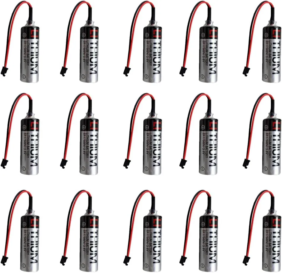 BALOLO (15-Pack) ER17500V/3.6V 2700 mAh PLC Battery with Balck Plug for Yaskawa Automatic Robot Arm Programmer Battery