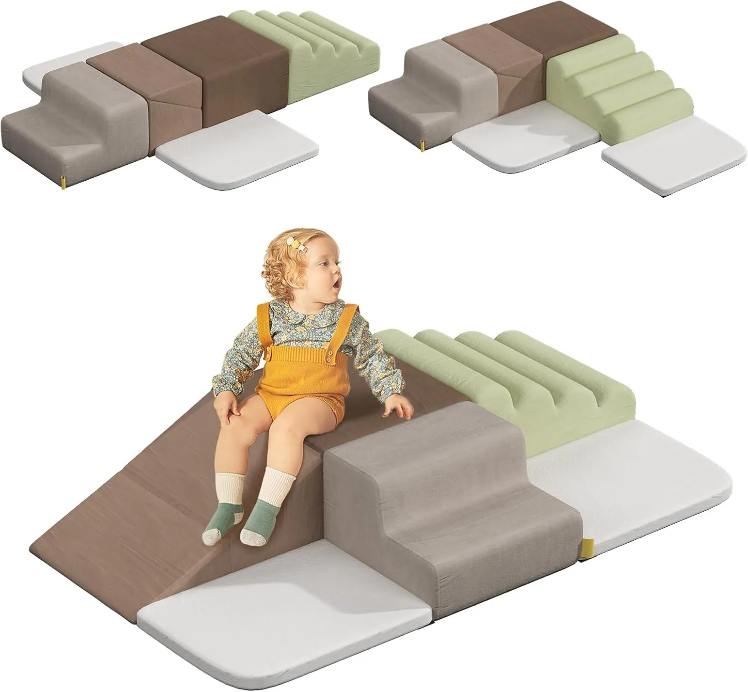 BanaSuper 6-Piece Kids Climbing Foam Blocks Playset - Soft Indoor Activity Toys for Toddlers, Gross Motor Development and Coordination (Grey)