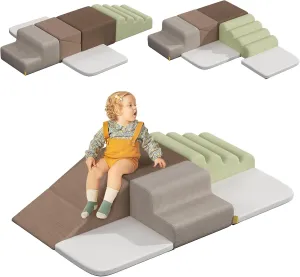 BanaSuper 6-Piece Kids Climbing Foam Blocks Playset - Soft Indoor Activity Toys for Toddlers, Gross Motor Development and Coordination (Grey)