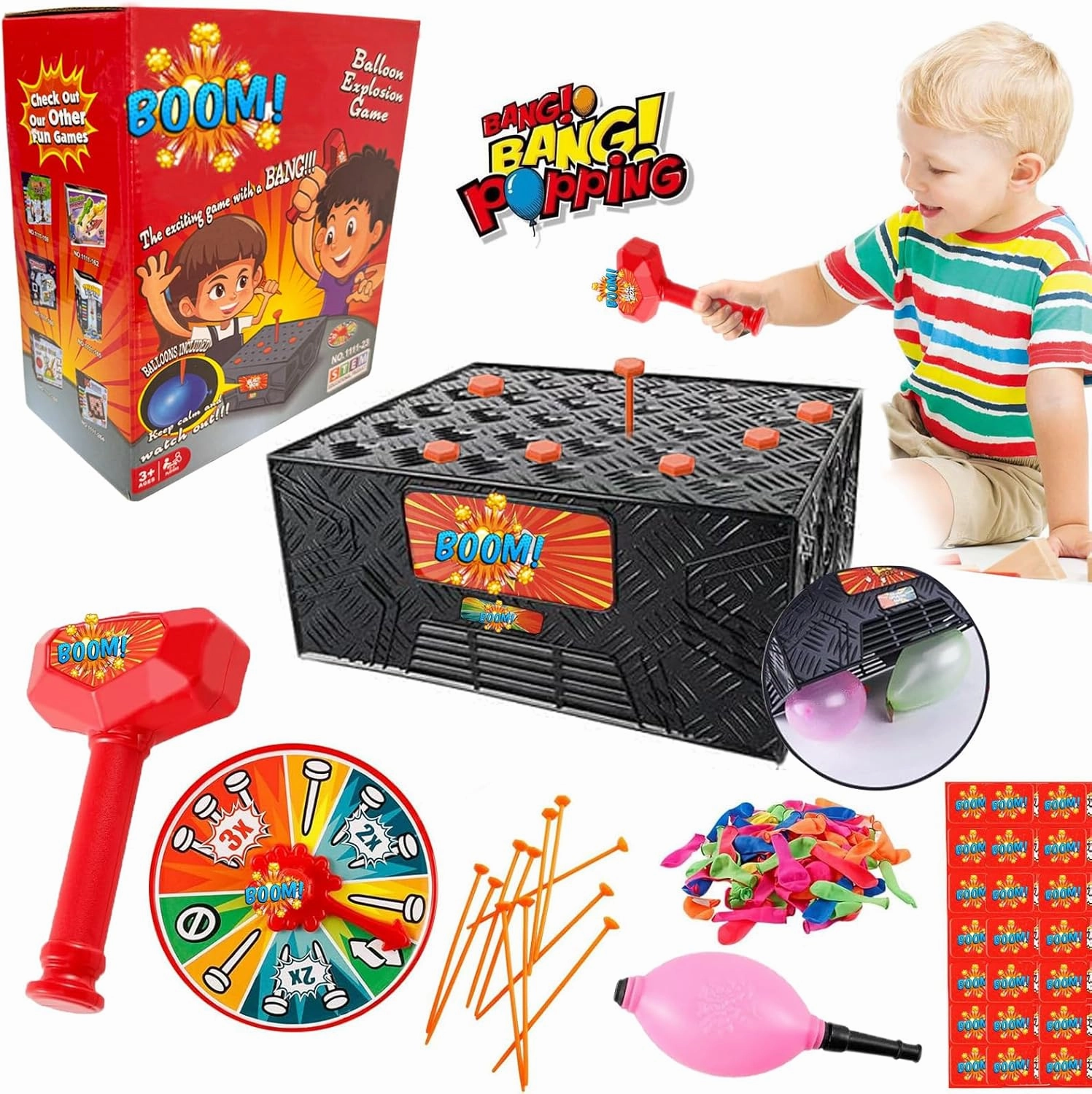 Bang Popping Balloon Game New Explosion Balloon Popping Game for Adults Kids Board Family Game Night Favorite Popular Social Media Games Everyone Can Play Challenge Friends Party Game Props(1Box)