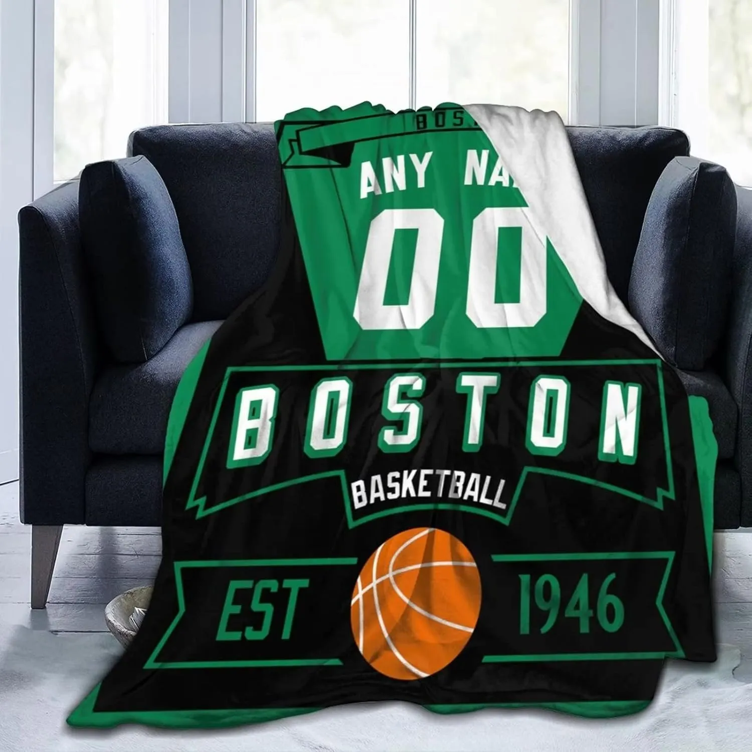 Basketball Throw Blankets Personalized Ultra-Soft Micro Fleece Blankets with Name Numbers for Fans Gifts