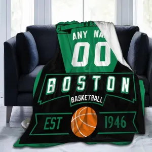 Basketball Throw Blankets Personalized Ultra-Soft Micro Fleece Blankets with Name Numbers for Fans Gifts