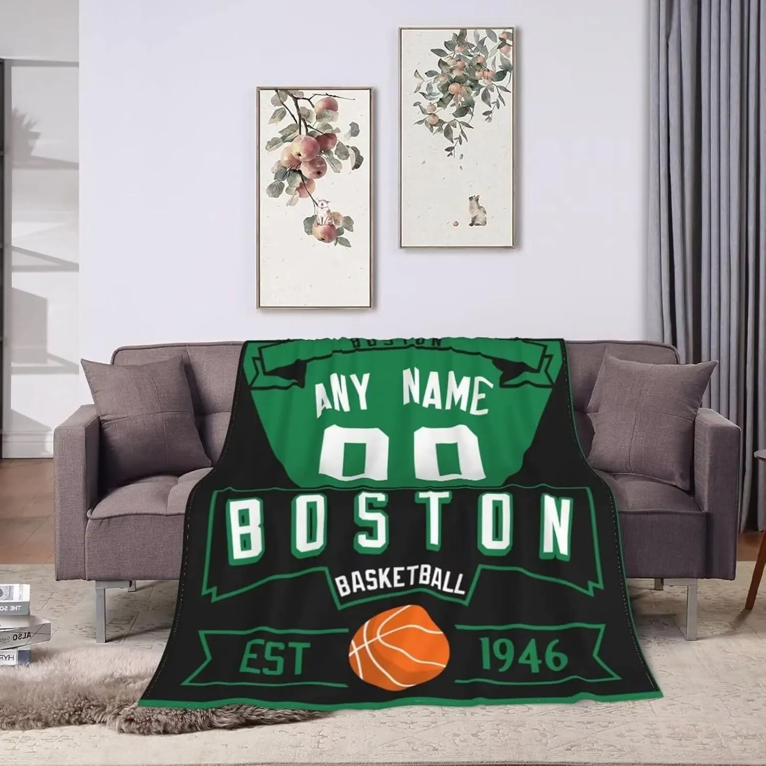 Basketball Throw Blankets Personalized Ultra-Soft Micro Fleece Blankets with Name Numbers for Fans Gifts