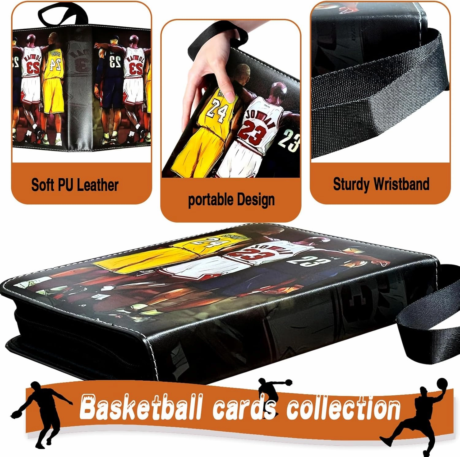 Basketball Card Binder, Trading Card Binder 9 Pocket with 50 Removable Sleeves Fits 900 Sport Cards, 3 Ring Card Holder Binder with Zipper, Collector Storage Album