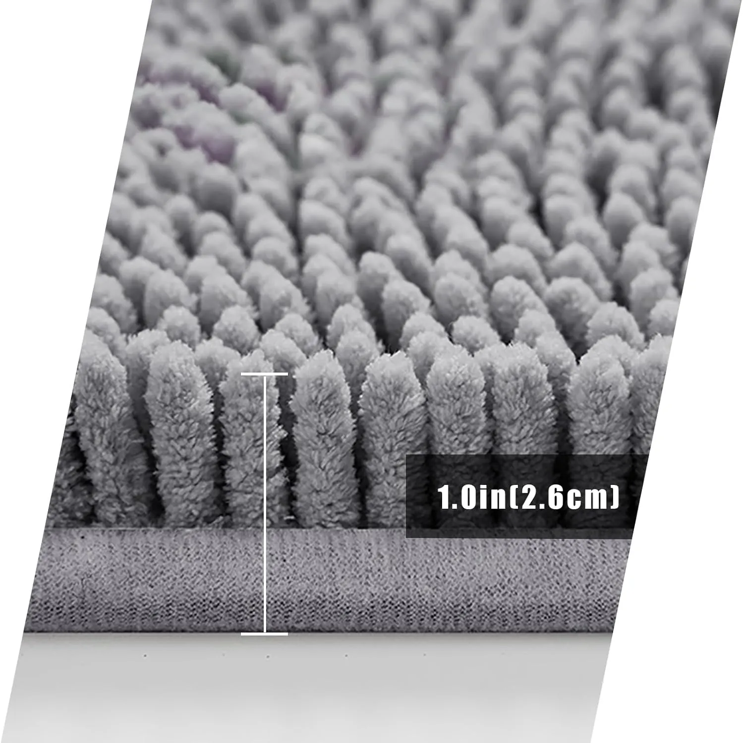Bathroom Rugs Mat 36x24 Chenille TRP Non-Slip Extra Soft and Absorbent Machine Wash Dry Bath Rugs Mat for Bathroom Floor, Bathtub and Shower, Chenille Bath Rugs, Bath Carpet Light Gray