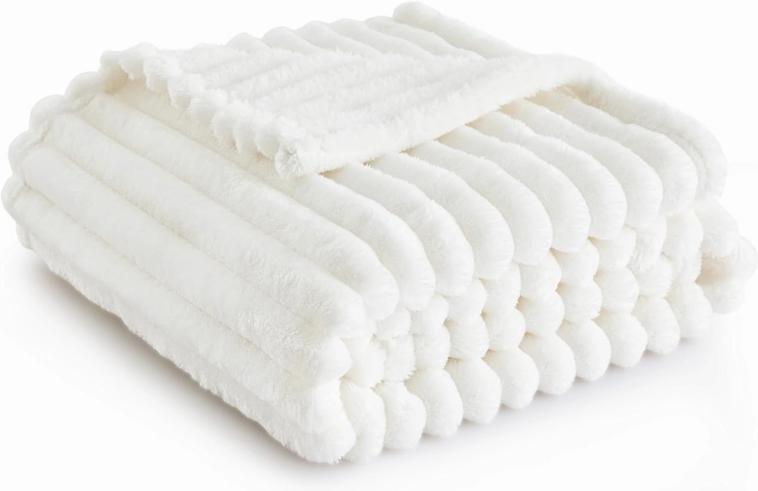 Bedsure Fluffy Fleece Throw Blanket, Off White, 130x170 cm, condition new, no original packaging