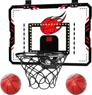 Bennol Indoor Mini Basketball Hoop, LED Light & Scoring, Over The Door, For Boys 3-12 Years