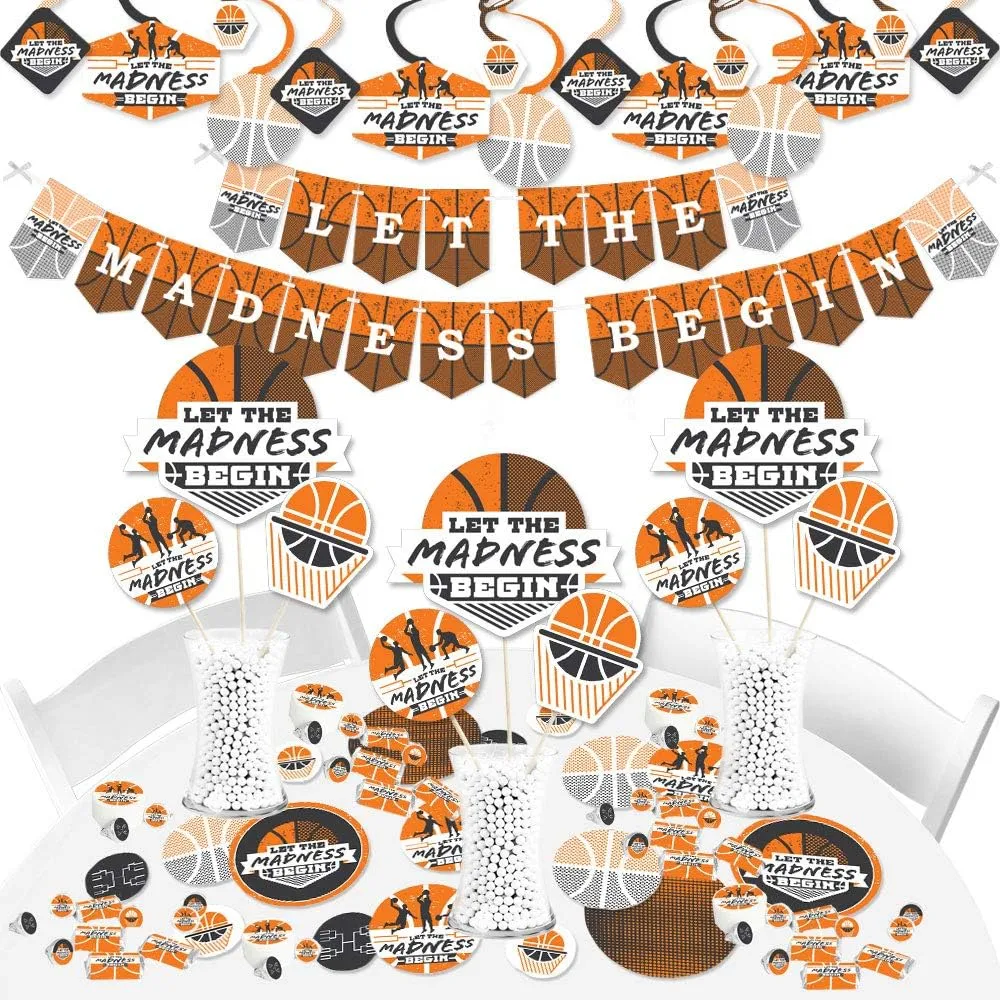 Big Dot of Happiness Basketball - Let the Madness Begin - College Basketball Party Supplies - Banner Decoration Kit - Fundle Bundle