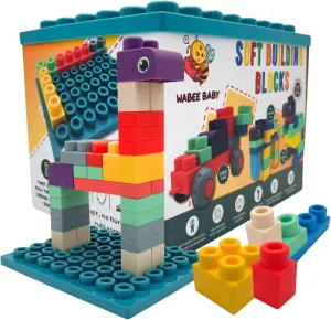 Big Soft Toddler Blocks 1-3, 40-Pieces with Baseboard for Building Stacking Playing and Booklet - Great Gift, Toys for Ages 2 , 2-3, 3-5 and 4-8 Boys, Girls