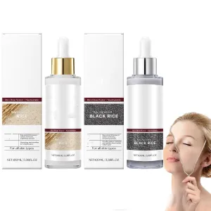 Black rice brightening facial essence, rice ampoule double-effect exfoliating stock solution, facial moisturizing and shrinking pores, making skin smooth and delicate, deep hydration