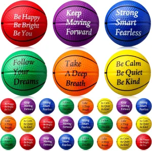 Blulu 30 Pcs Mini Basketball Stress Ball with Motivational Quotes Small Foam Sports Ball Mini Basketballs for Basketball Party Favors Carnival Reward Christmas Bag Gift Fillers