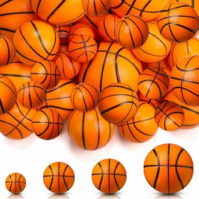 Blulu 24 Pack Mini Basketball Party Favor 1.57inch/2.48inch/2.75inch/3.93inch Assorted Size Foam Basketball Stress Ball Bulk for Kids Sport Them Party Supplies for School Reward Party Gift Bag Fillers