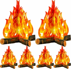 Boao 6 Sets Large Fake Fire 16" x 13" 3D Cardboard Campfire Big Fake Flame Artificial Paper Fire Torch Centerpiece for Camping Party Decorations Supplies (Light Color)