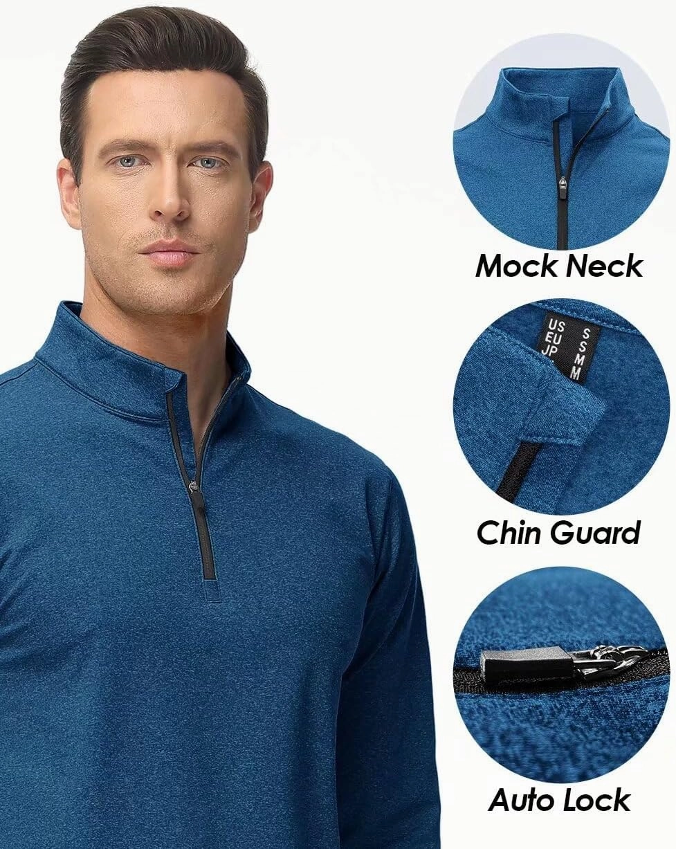 Boladeci Men's Quarter Zip Pullover Premium Fleece Lined Heather Long Sleeve Golf Shirts Midweight 1/4 Half Zip Sweatshirts