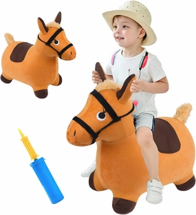 Bouncy Hopper Horse, Inflatable Hopping Outdoor Ride on Bouncy Animal Play Toys with Pump, Birthday for Kids, Toddlers, Boys, Girls 3 4 5 6 Years Old