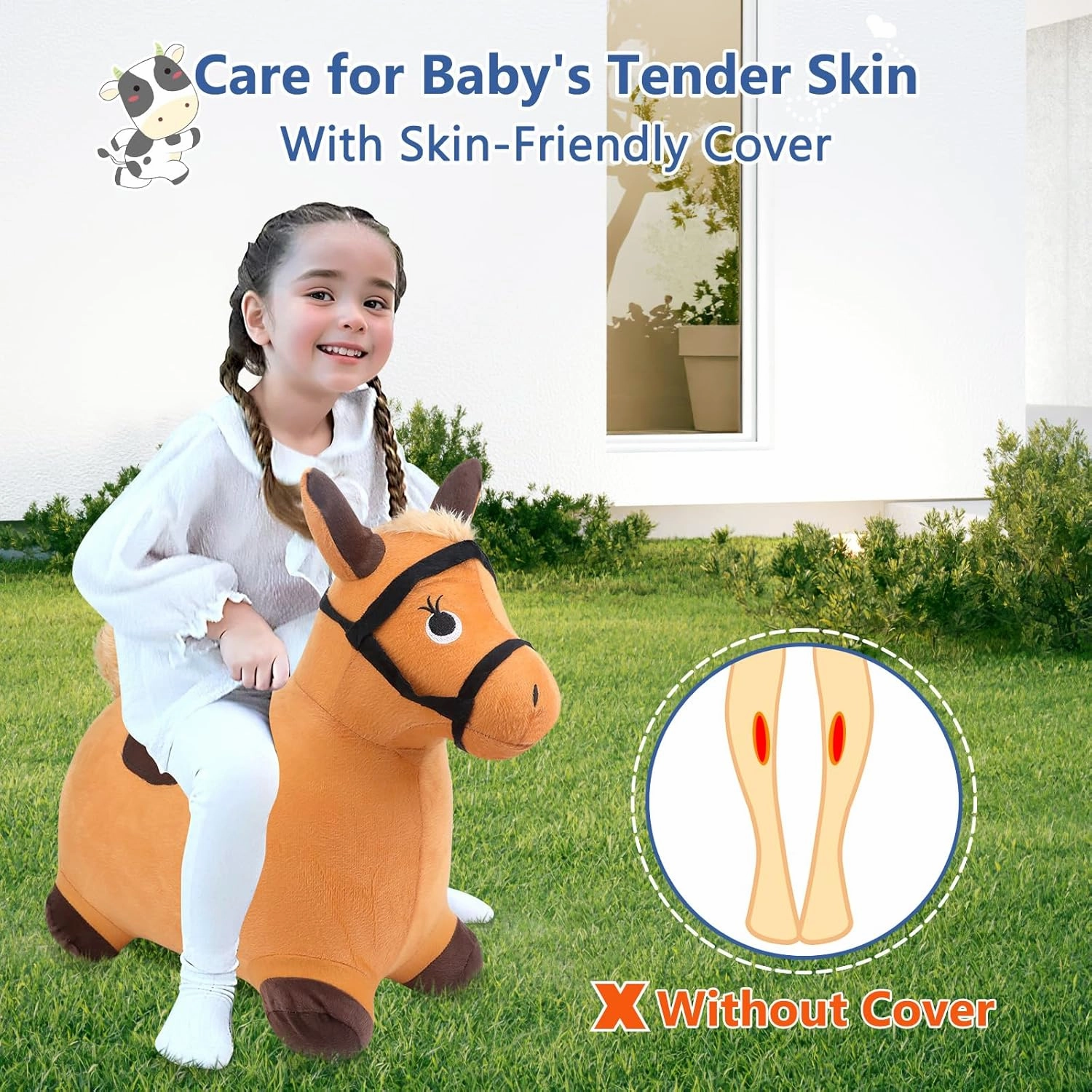 Bouncy Hopper Horse, Inflatable Hopping Outdoor Ride on Bouncy Animal Play Toys with Pump, Birthday for Kids, Toddlers, Boys, Girls 3 4 5 6 Years Old