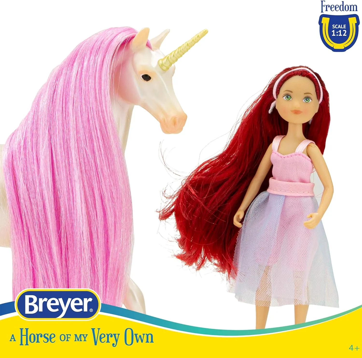Breyer Horses Freedom Series Unicorn and Rider Set | Sky & Meadow | Fantasy Horse and Rider Set | Horse Toy | 9.75" x 7" | 1:12 Scale | Model #61147