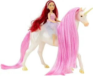Breyer Horses Freedom Series Unicorn and Rider Set | Sky & Meadow | Fantasy Horse and Rider Set | Horse Toy | 9.75" x 7" | 1:12 Scale | Model #61147