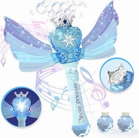 Bubble Wand for Kids Girls - Automatic Bubble Machine with LED Light Music, Include 2 Bubble Solutions, Outdoor Party Easter Birthday Gifts Toys for Toddlers 3 4 5 6 7 8 Year Old