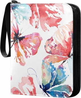 Butterflies-paint-print Card Binder 4 Pocket, Fits 400 Cards,Trading Card Binder with Sleeves, Waterproof Sports Card Binder with Zip Collectible Trading Card Albums for Collectible Game Cards MTG TCG
