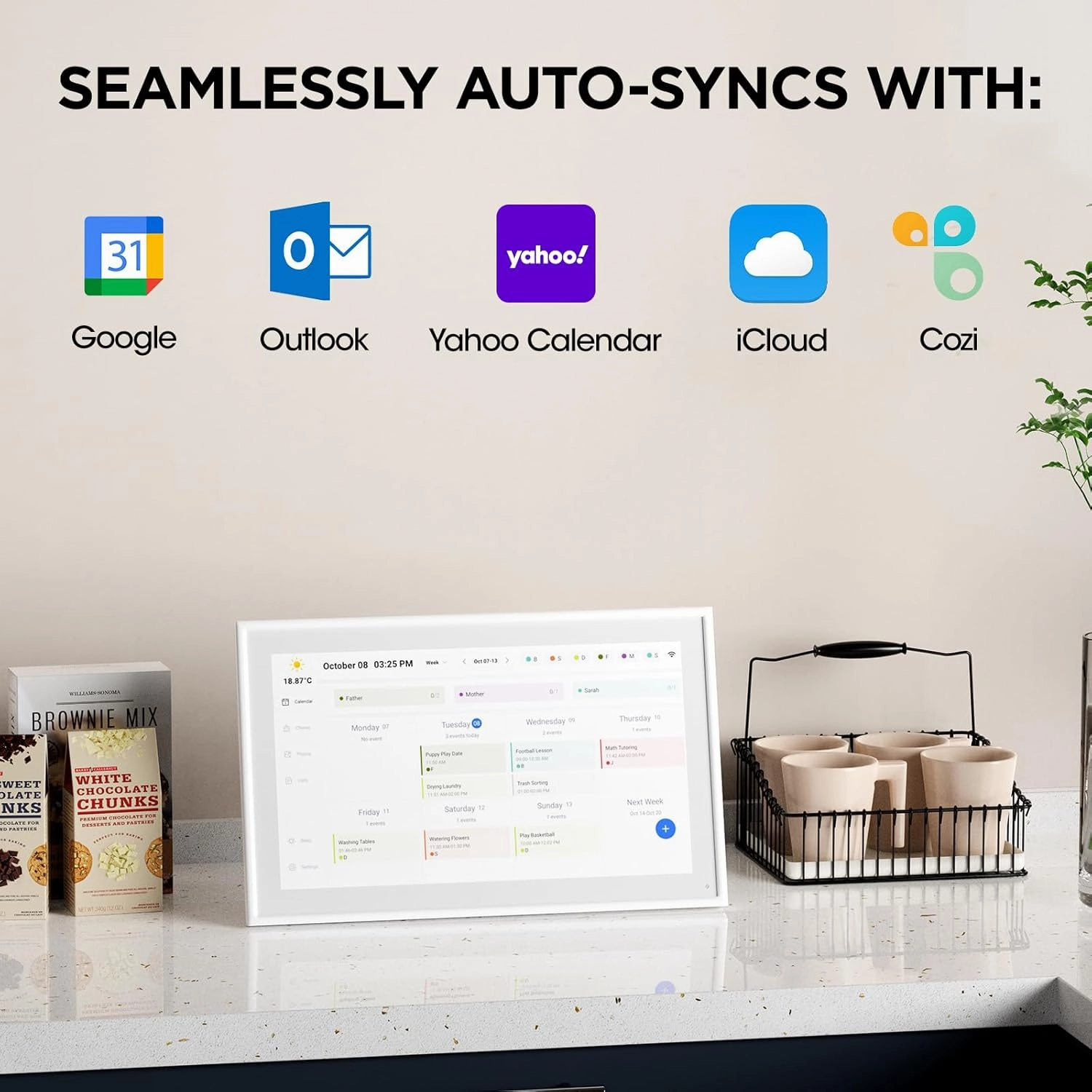 Calender 15.6" HD Digital Calender, Chore Chart,Smart Touchscreen Interactive Display for Family Schedules -Built-in Digital Picture Frame Function(15.6" white)