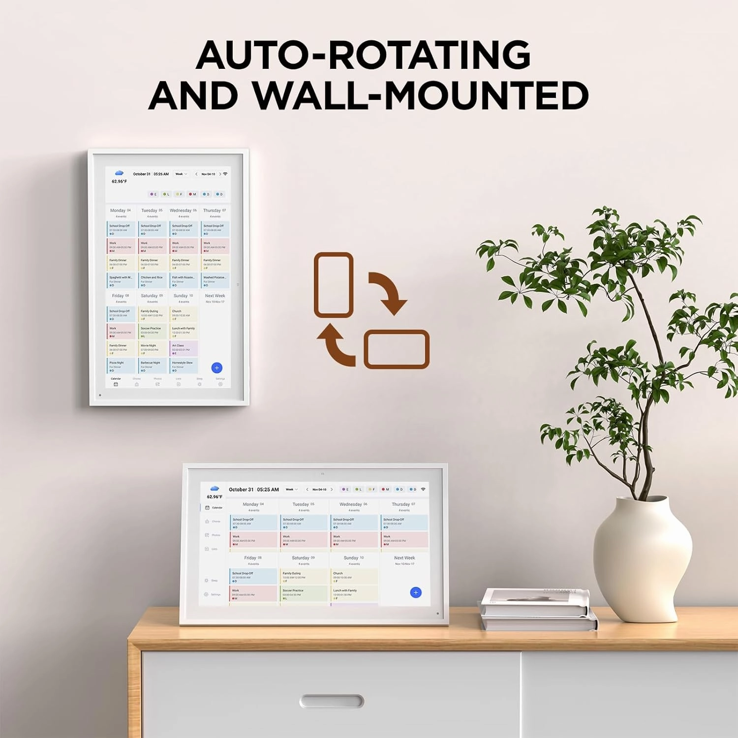 Calender 15.6" HD Digital Calender, Chore Chart,Smart Touchscreen Interactive Display for Family Schedules -Built-in Digital Picture Frame Function(15.6" white)