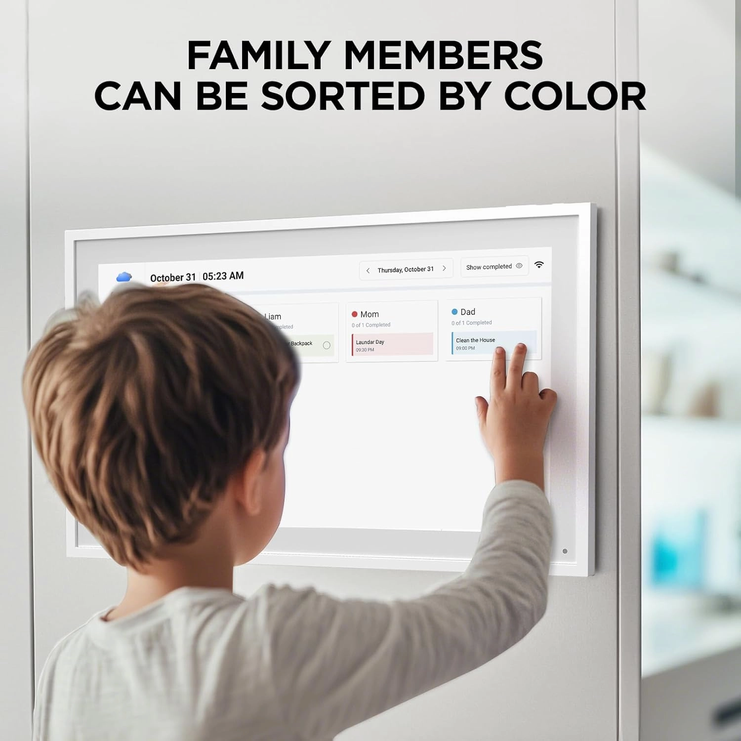 Calender 15.6" HD Digital Calender, Chore Chart,Smart Touchscreen Interactive Display for Family Schedules -Built-in Digital Picture Frame Function(15.6" white)