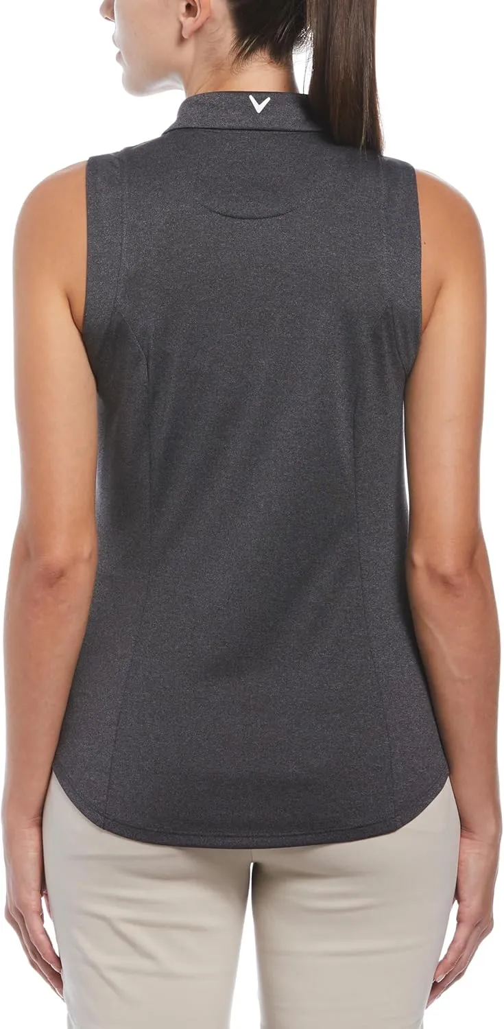 Callaway Women's Heather Sleeveless Golf Polo Shirt